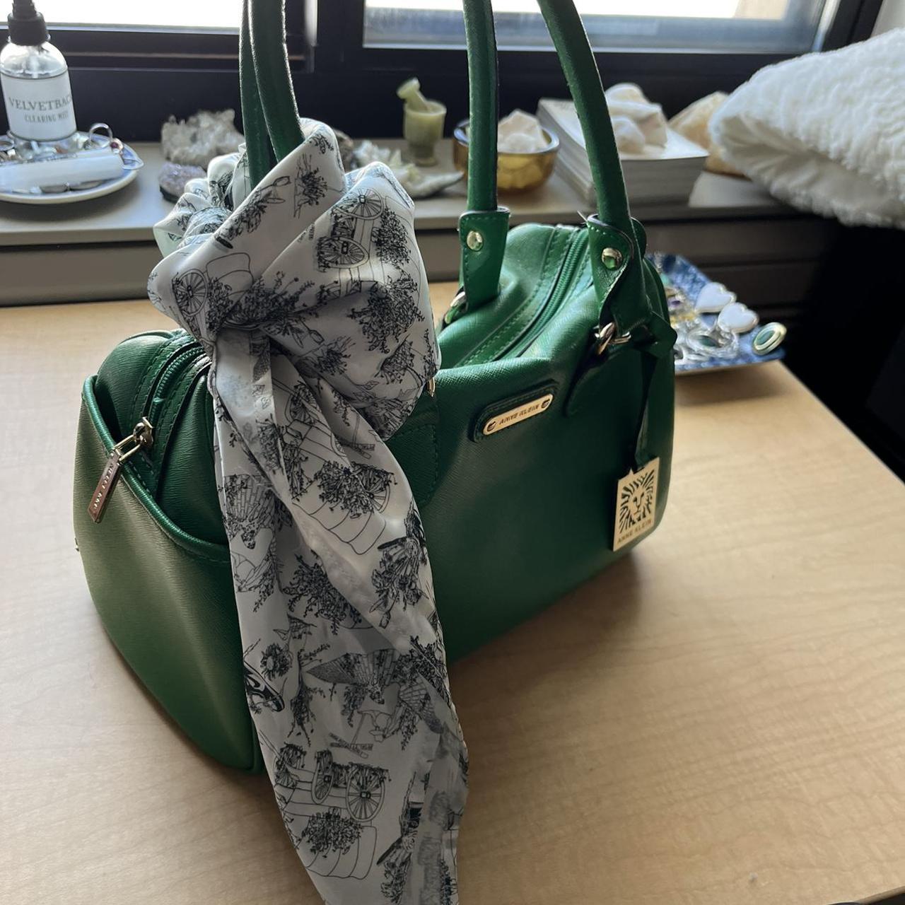 Emerald Green Anne Klein bag. Lots of room, fraying - Depop