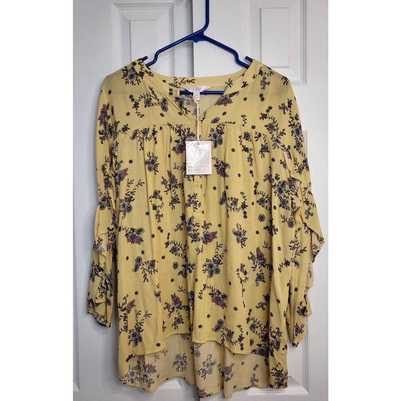 LC Lauren Conrad Women's Yellow Blouse | Depop