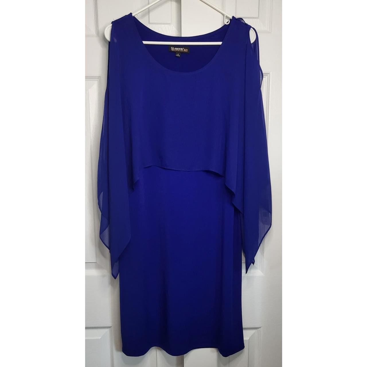 Glamour Nights Royal Blue Poncho Overlay Dress Size