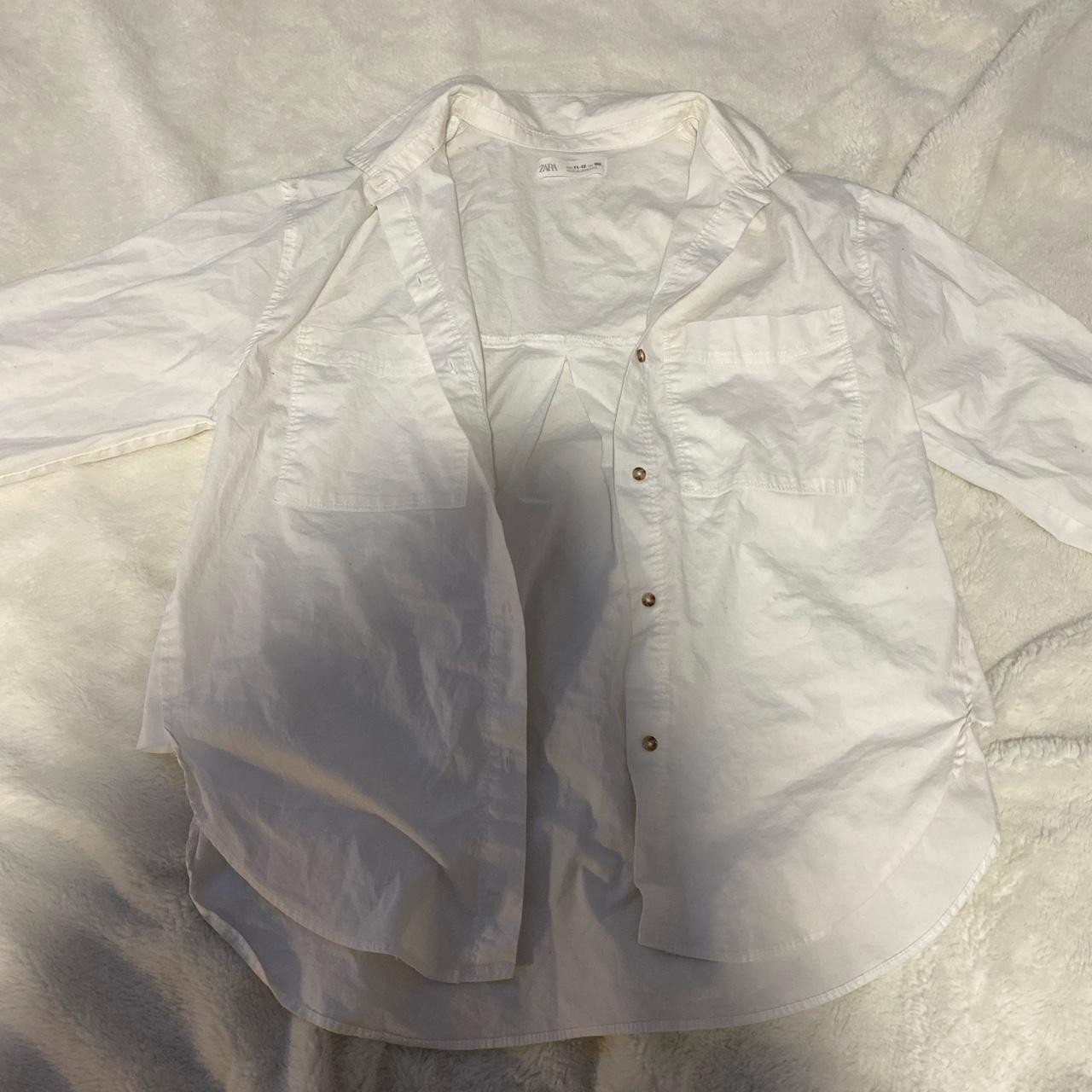 Zara white button up size 11-12 IN KIDS #zara... - Depop