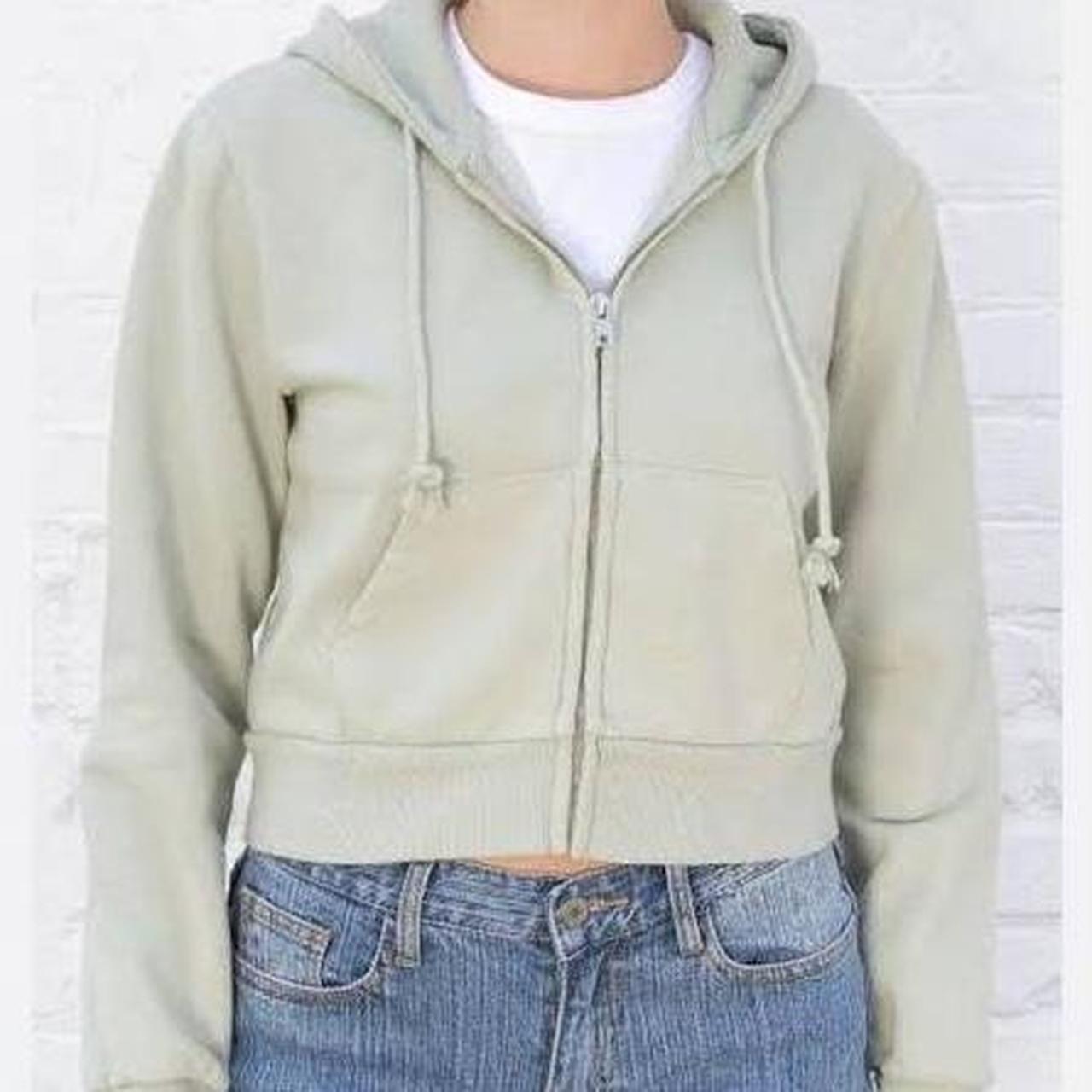 Brandy Melville Women's Green and Khaki Hoodie Depop