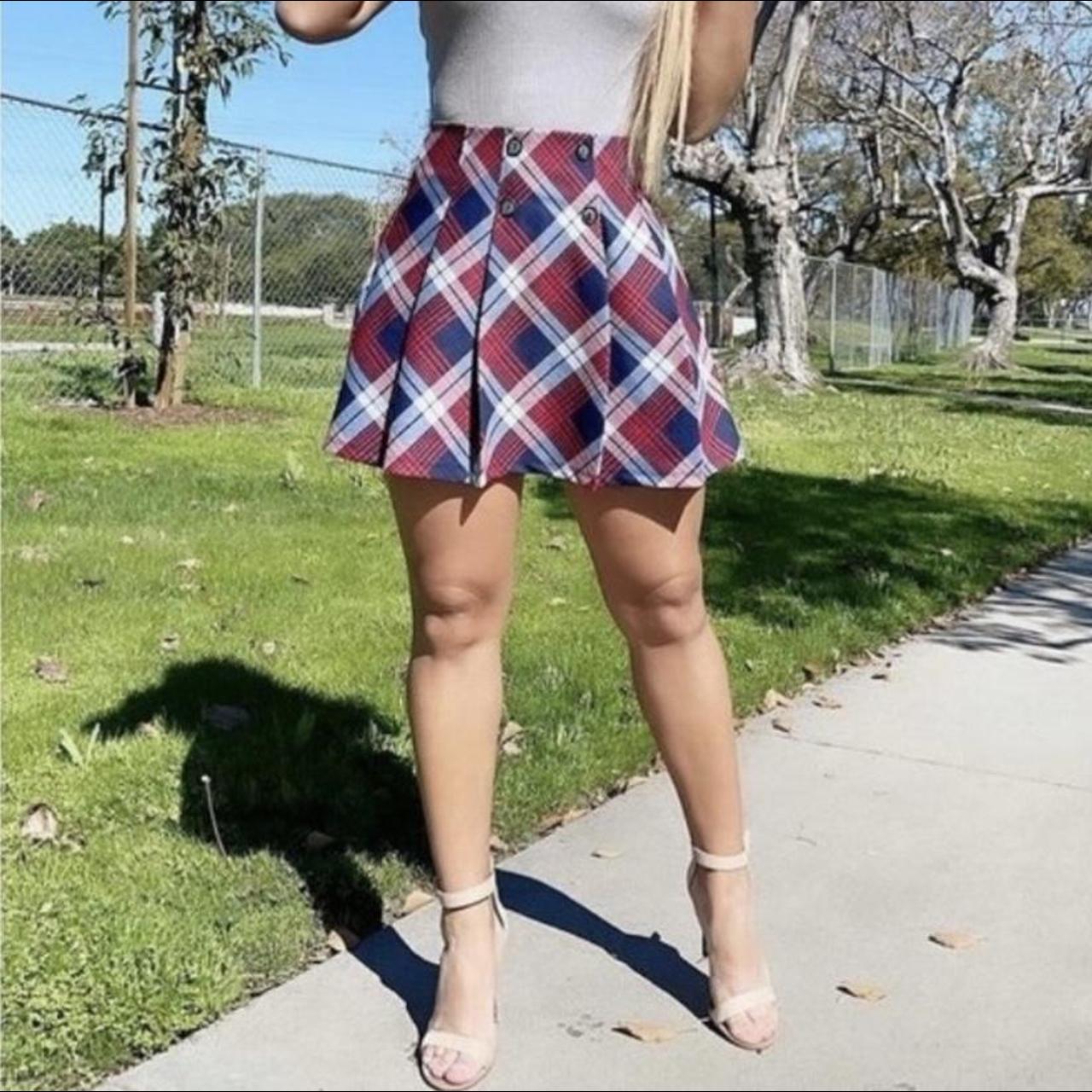 Blue plaid outlet skirt medium