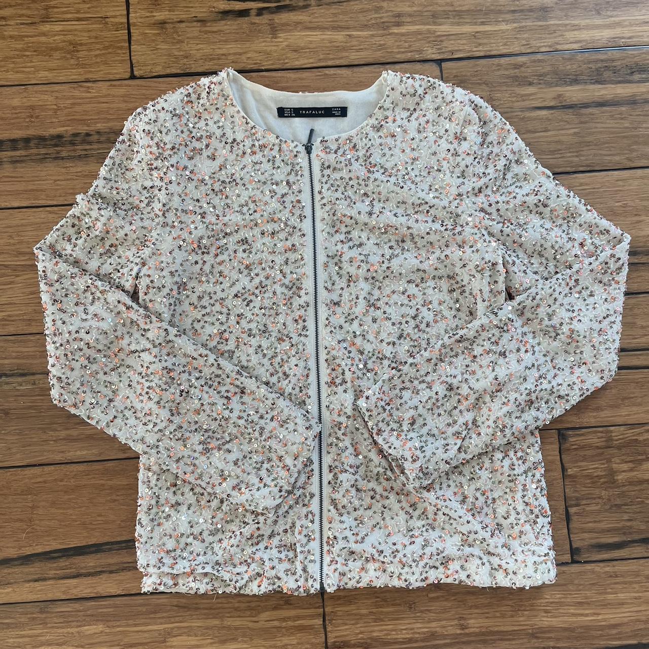 Zara Sequin glam bomber Never Depop