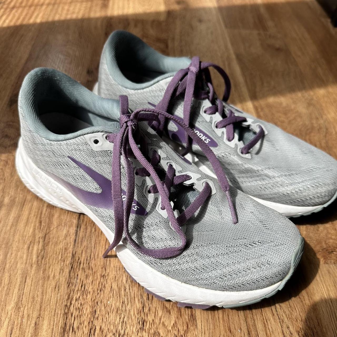 Brooks Women's Grey and Purple Trainers | Depop