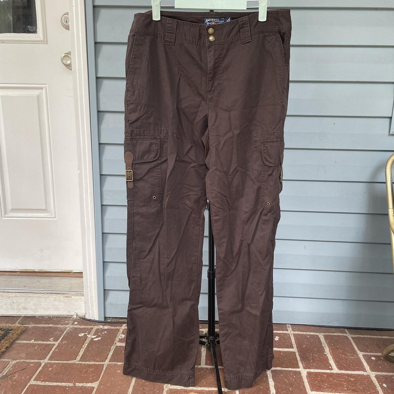 Vintage Y2k Brown Baggy Low Rise Fairy Cargo Pants... - Depop