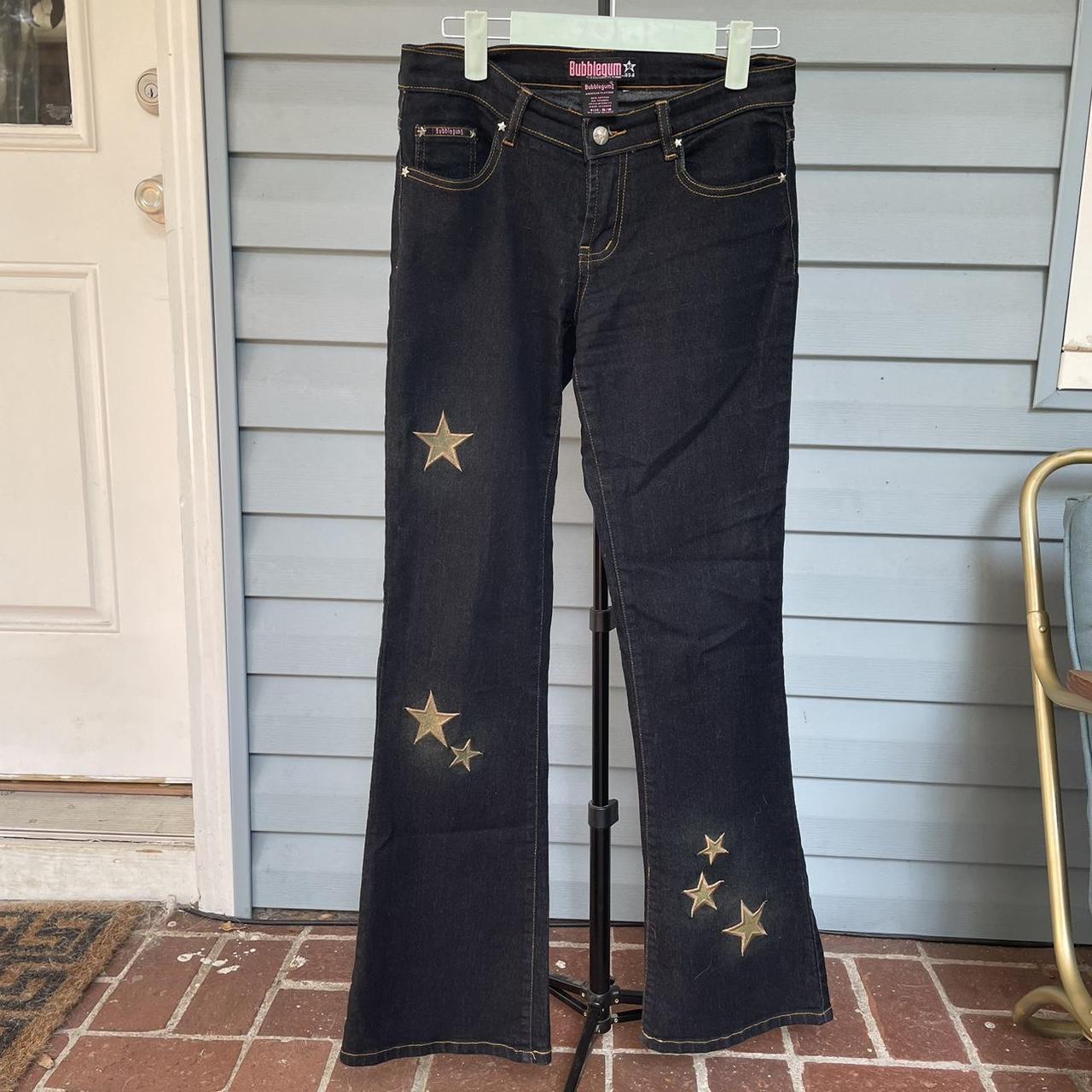 Vintage Y2k Low Rise Flare Star Jeans By Bubblegum!... - Depop