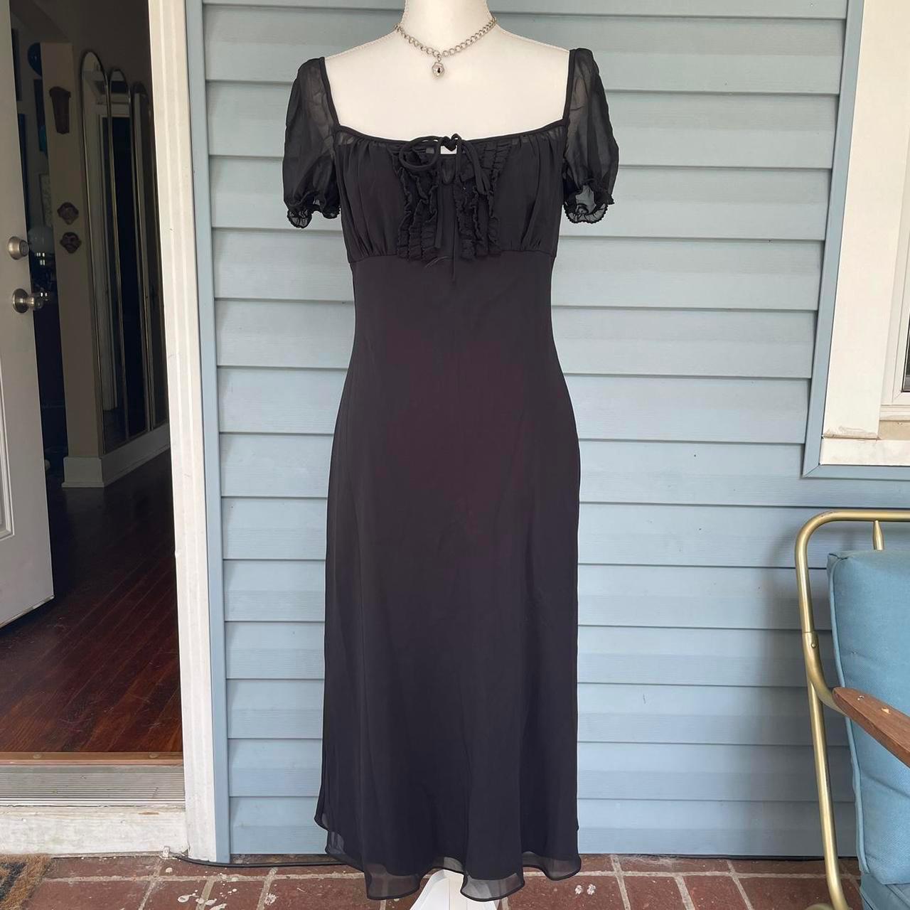 Vintage 90s y2k black milkmaid maxi dress gown by... - Depop