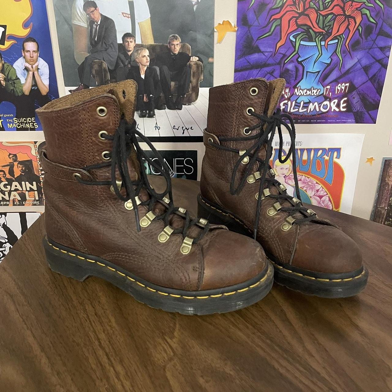 Brown doc martens womens best sale