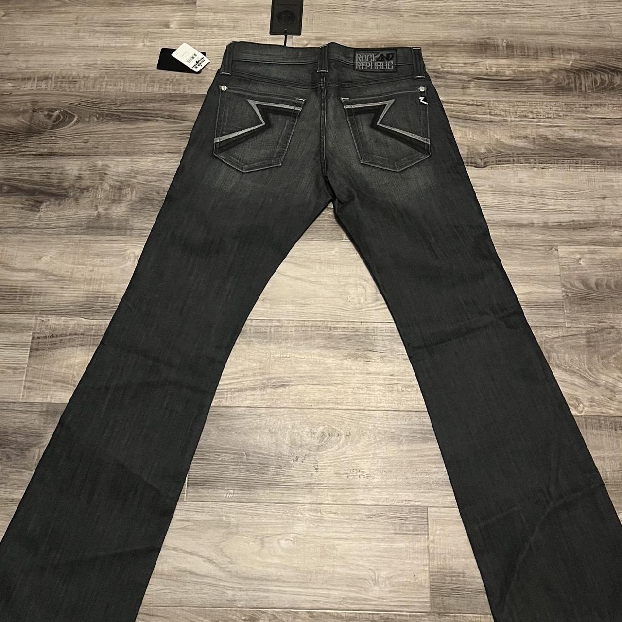 Rock and Republic Men's Black and Grey Jeans Depop