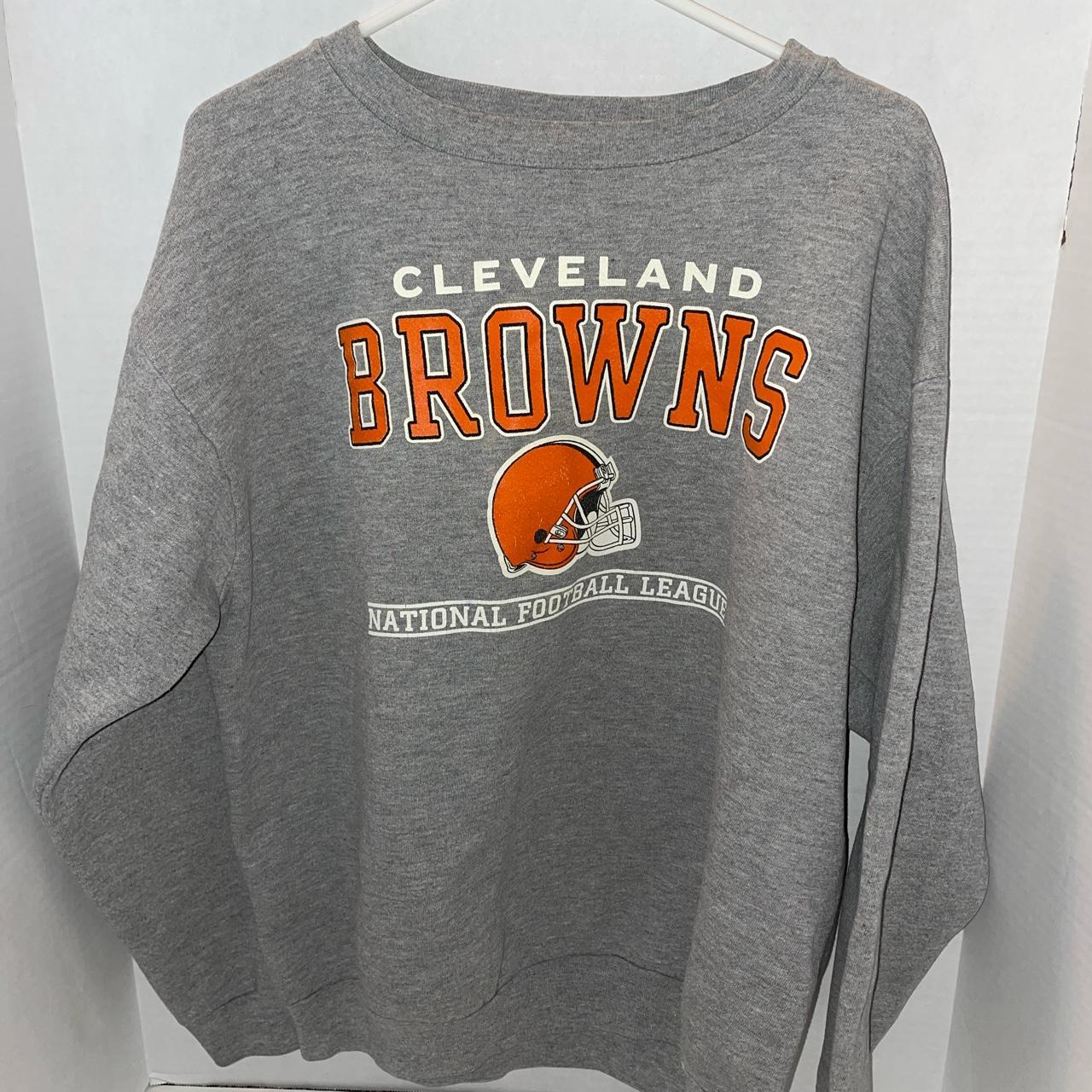 cleveland browns crewneck sweatshirt brown / - Depop