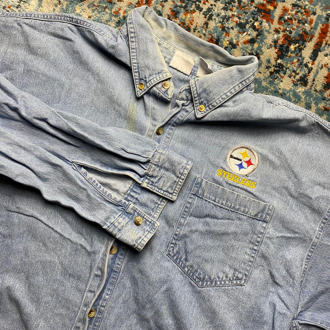 VINTAGE STEELERS BUTTON UP SHIRT Pittsburgh Steelers - Depop