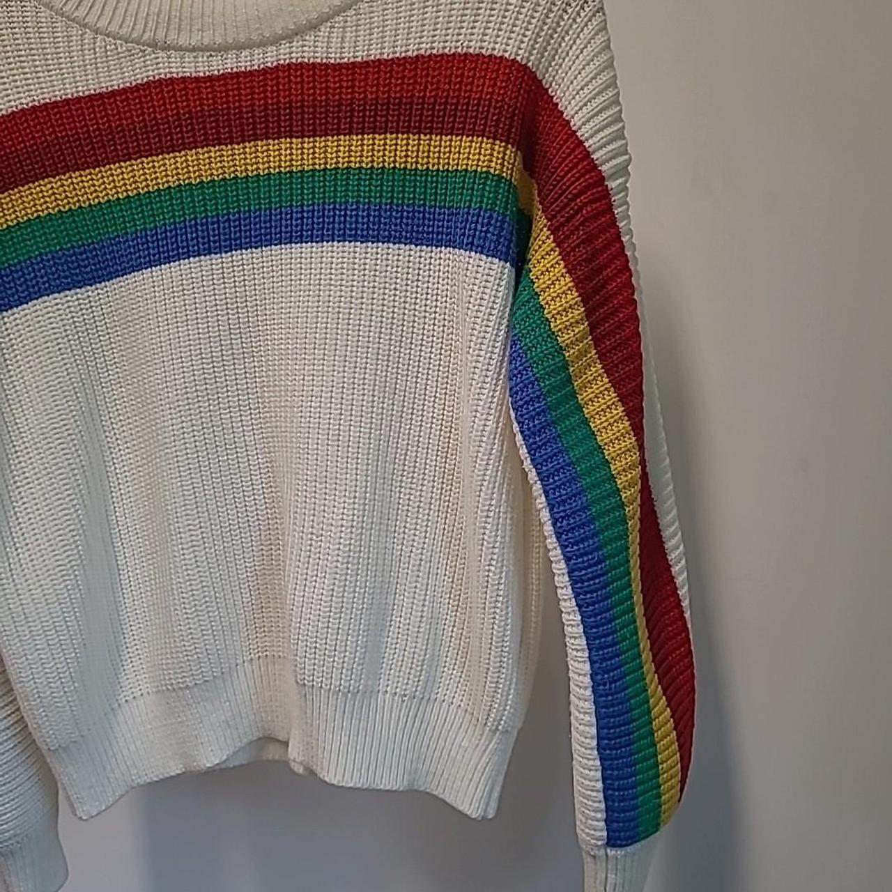 Rainbow Sweater Ivy Rose Womens Large White Knit Top. Depop