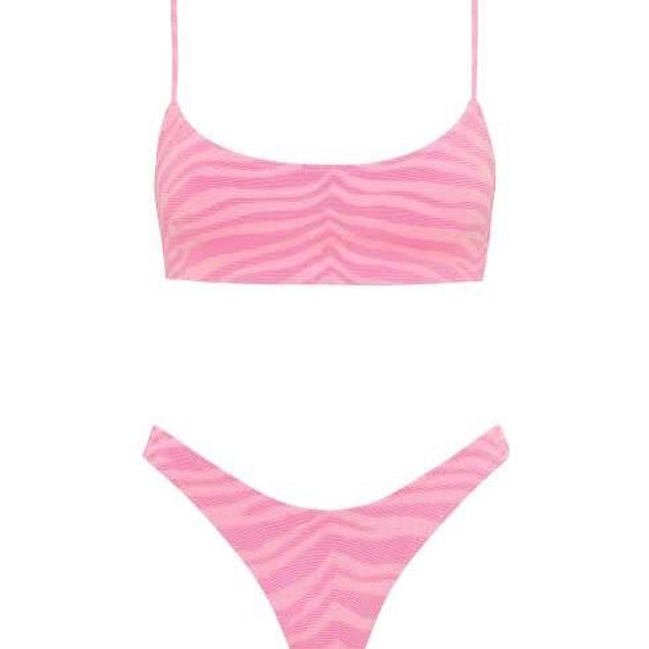 SELLING PINK ZEBRA TRIANGL BIKINI SET Price Depop