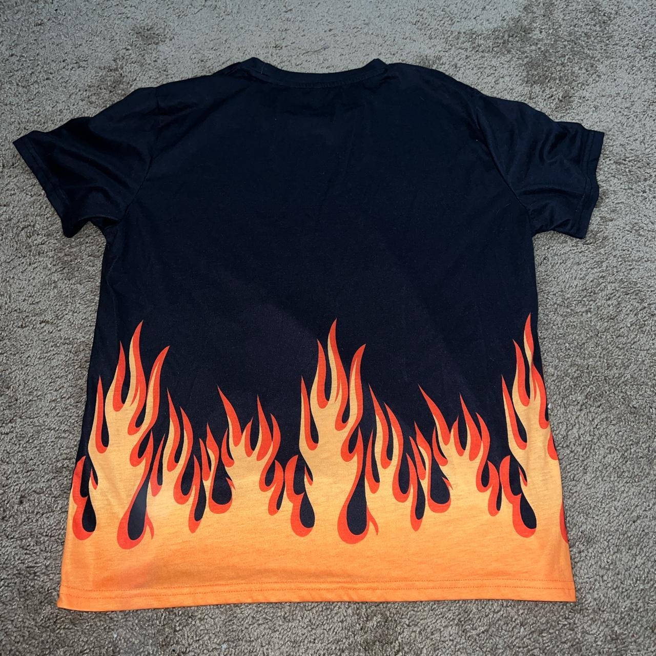 Men’s black T-shirt with flames at bottom. Size... - Depop