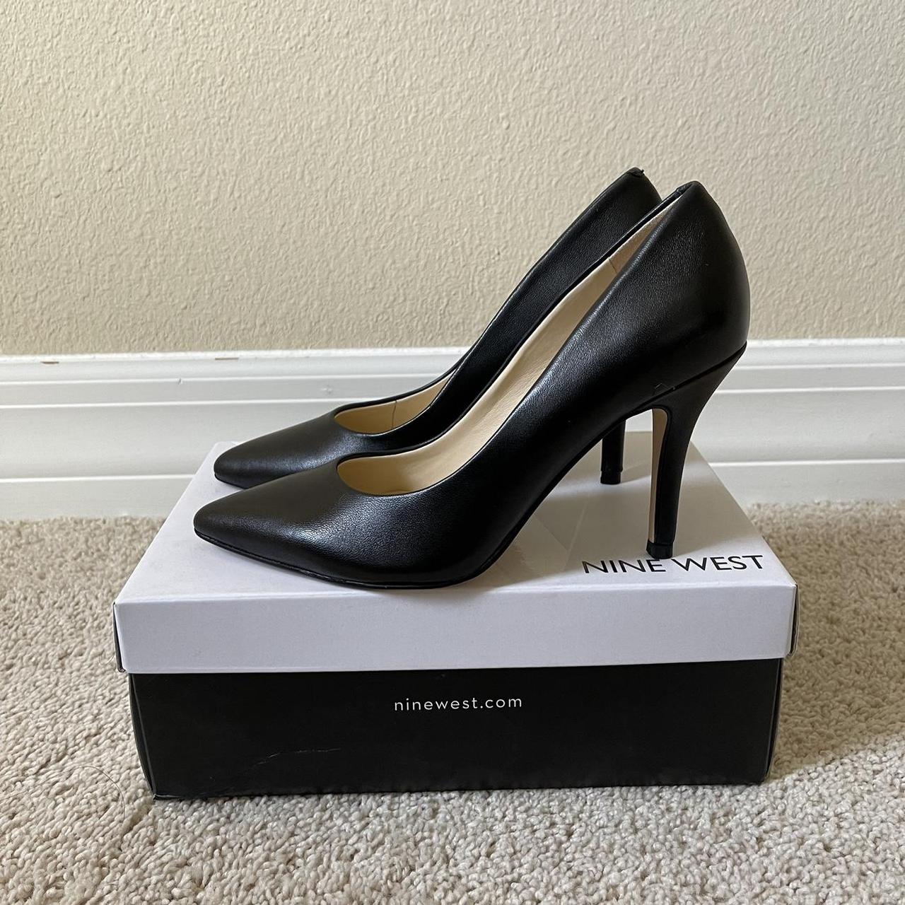 Leather Flax Pointed Toe Pumps Nine West Women's Flax Pump Black Leather  Depop