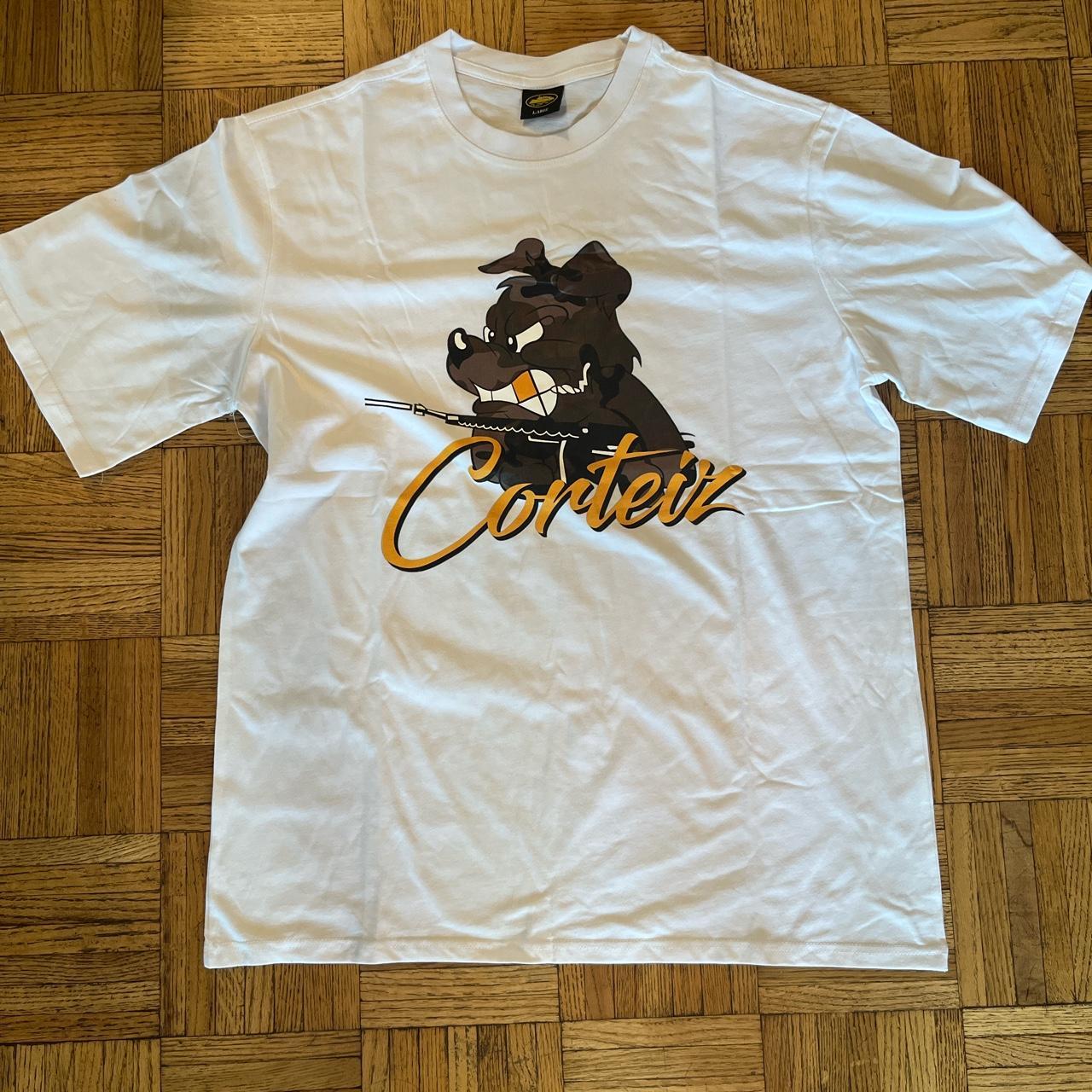 Corteiz K9 T-shirt White and Brown Large - Depop