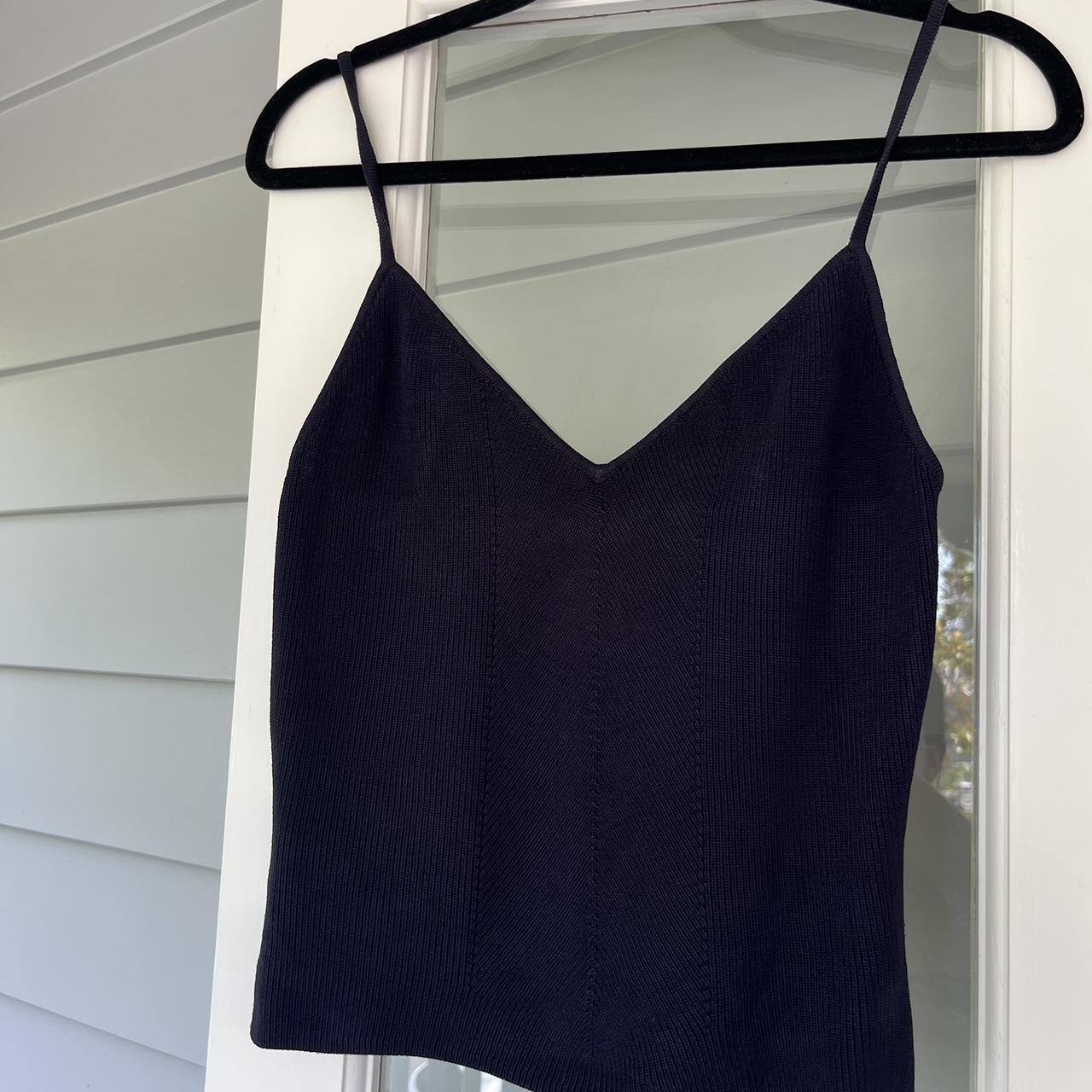 COUNTRY ROAD NAVY KNIT CAMI SIZE XS 6-10 as stretchy... - Depop