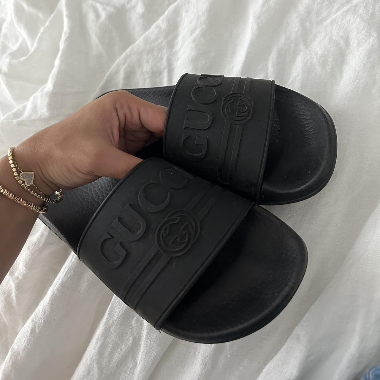 Black Gucci slides Size 37 No major flaws just... Depop