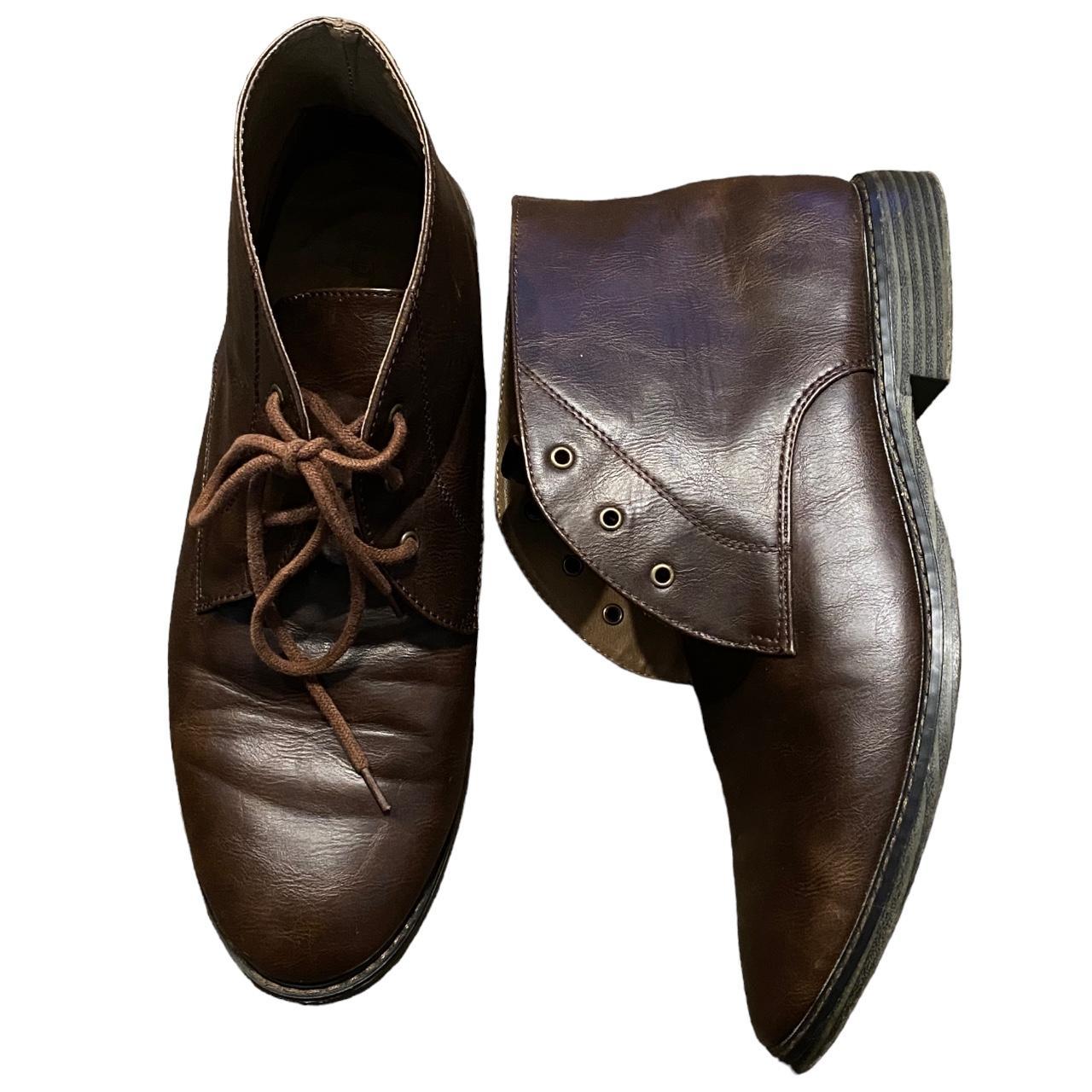 Mens Brown Leather Shoes from Old Navy size 11 worn... Depop