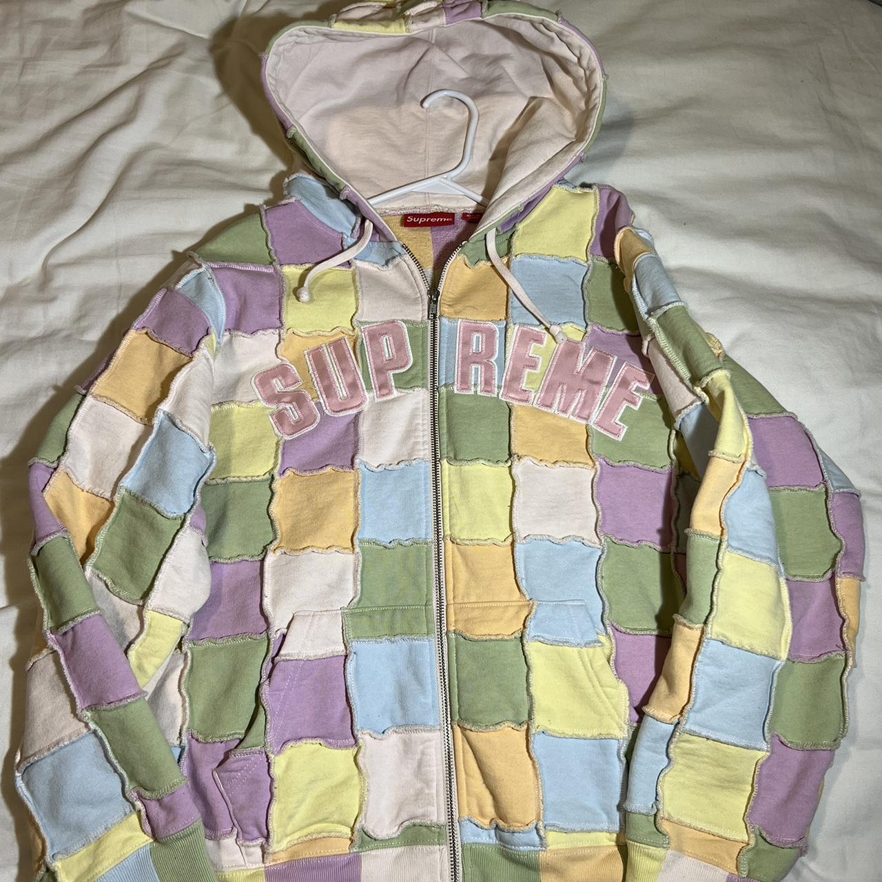 Supreme Reverse Patchwork Zip Up Hooded...