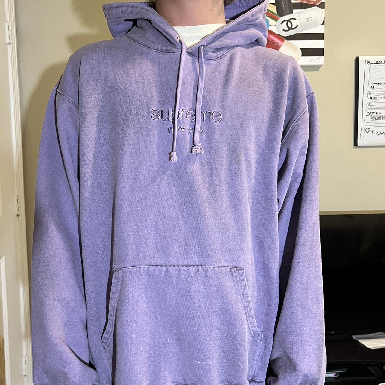 Supreme Spray Hooded Sweatshirt - Violet - M... - Depop