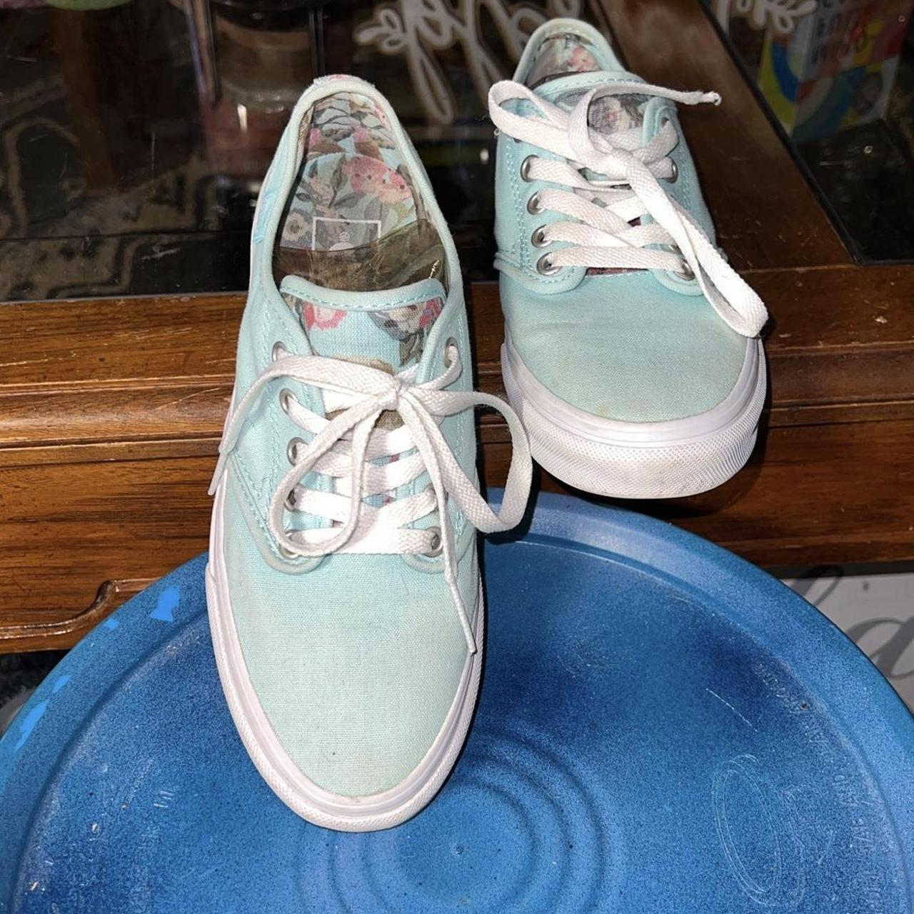 Aqua blue vans top shoes