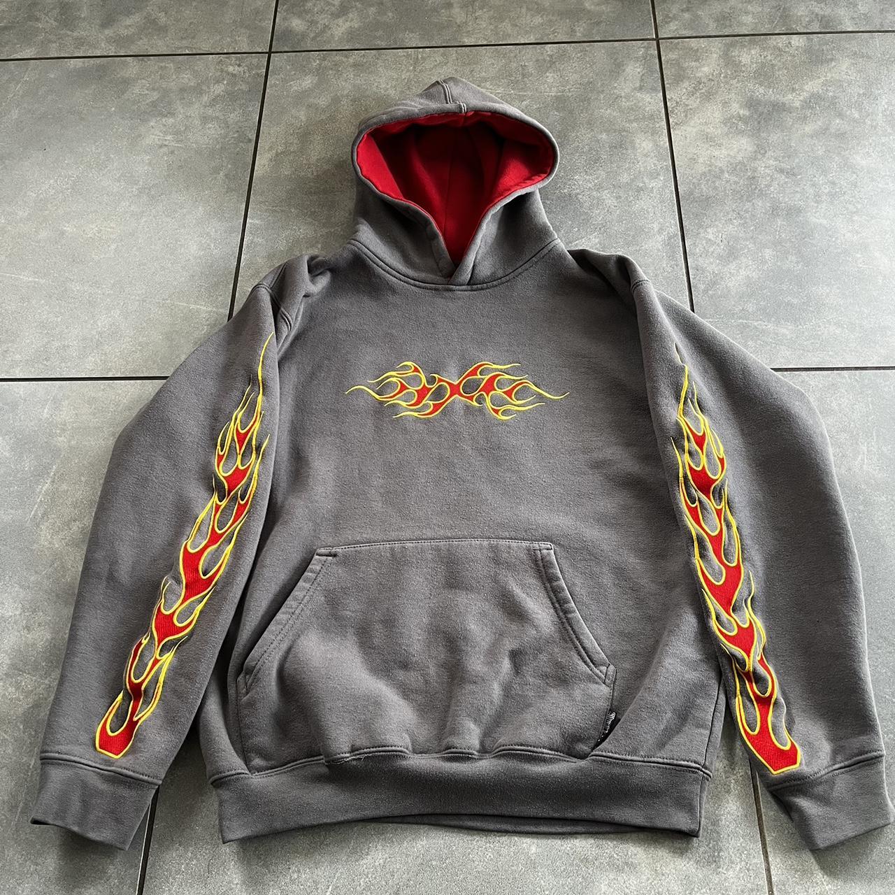 silver point embroidered hoodie size medium - Depop