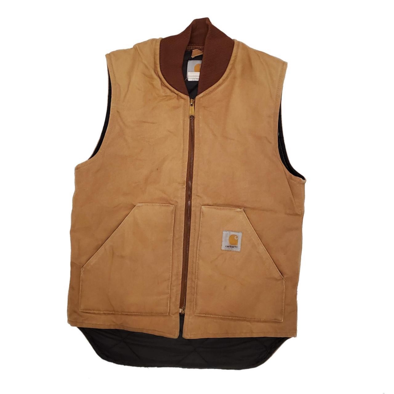 Vintage 90's Carhartt Utility Vest / Brown/beige /... - Depop