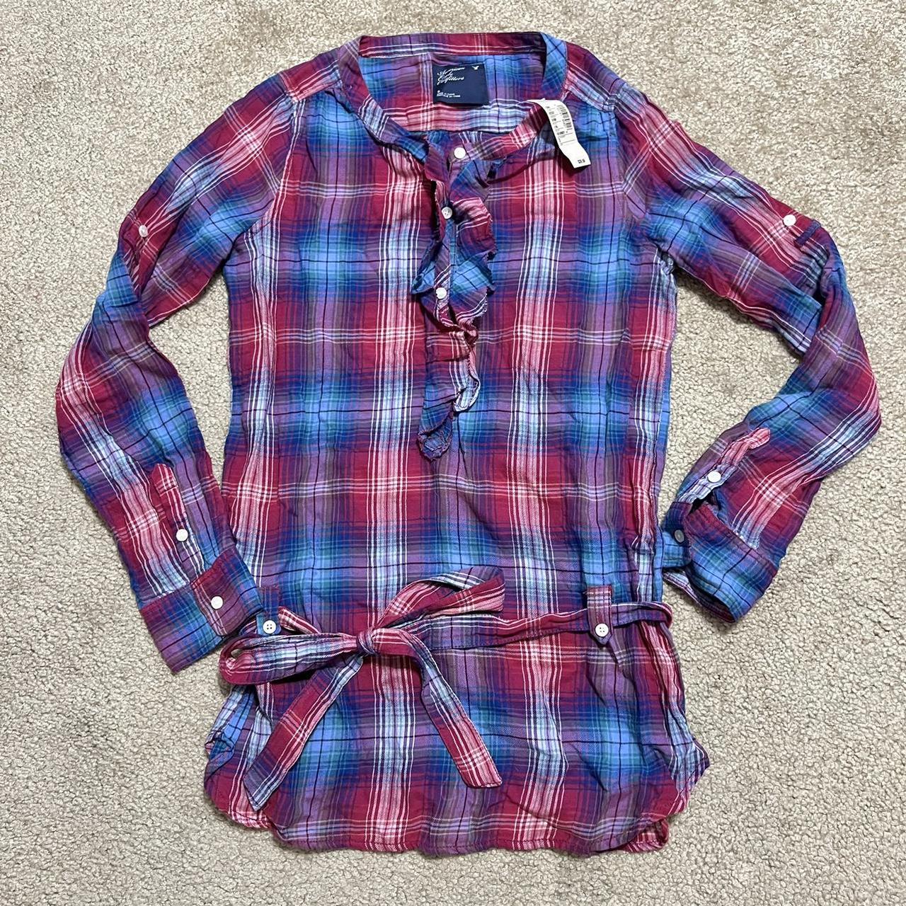 y2k preppy plaid cowgirl picnic shirt, from Depop