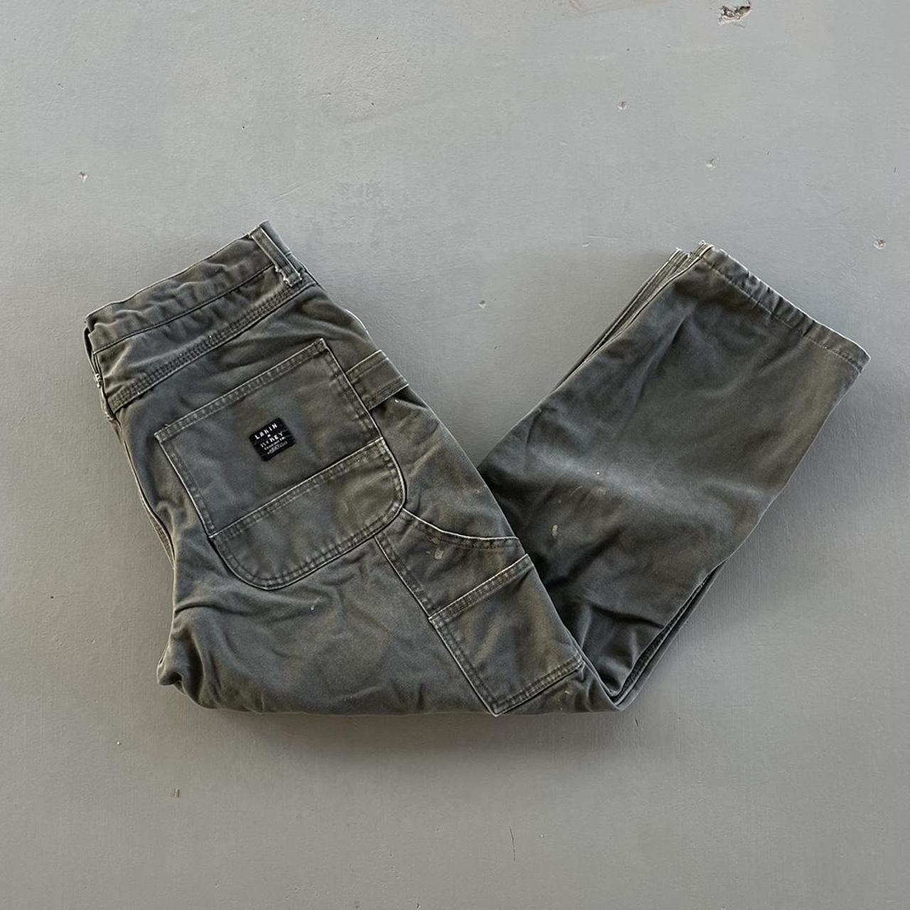 Dark Green/Grey Faded Doubleknee Pants 🔥🔥🔥 -32”... - Depop