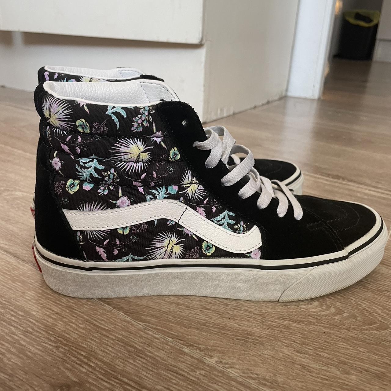 Black floral high top vans hotsell