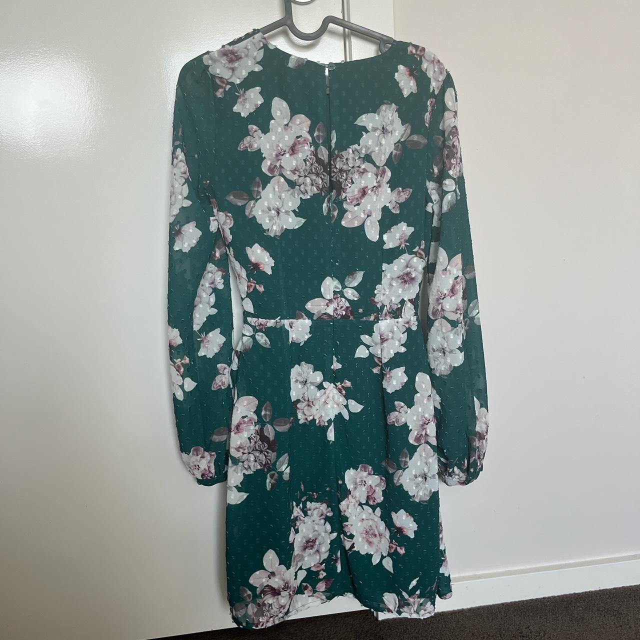 Dotti green flower long sleeve dress. Size 6 Worn... - Depop