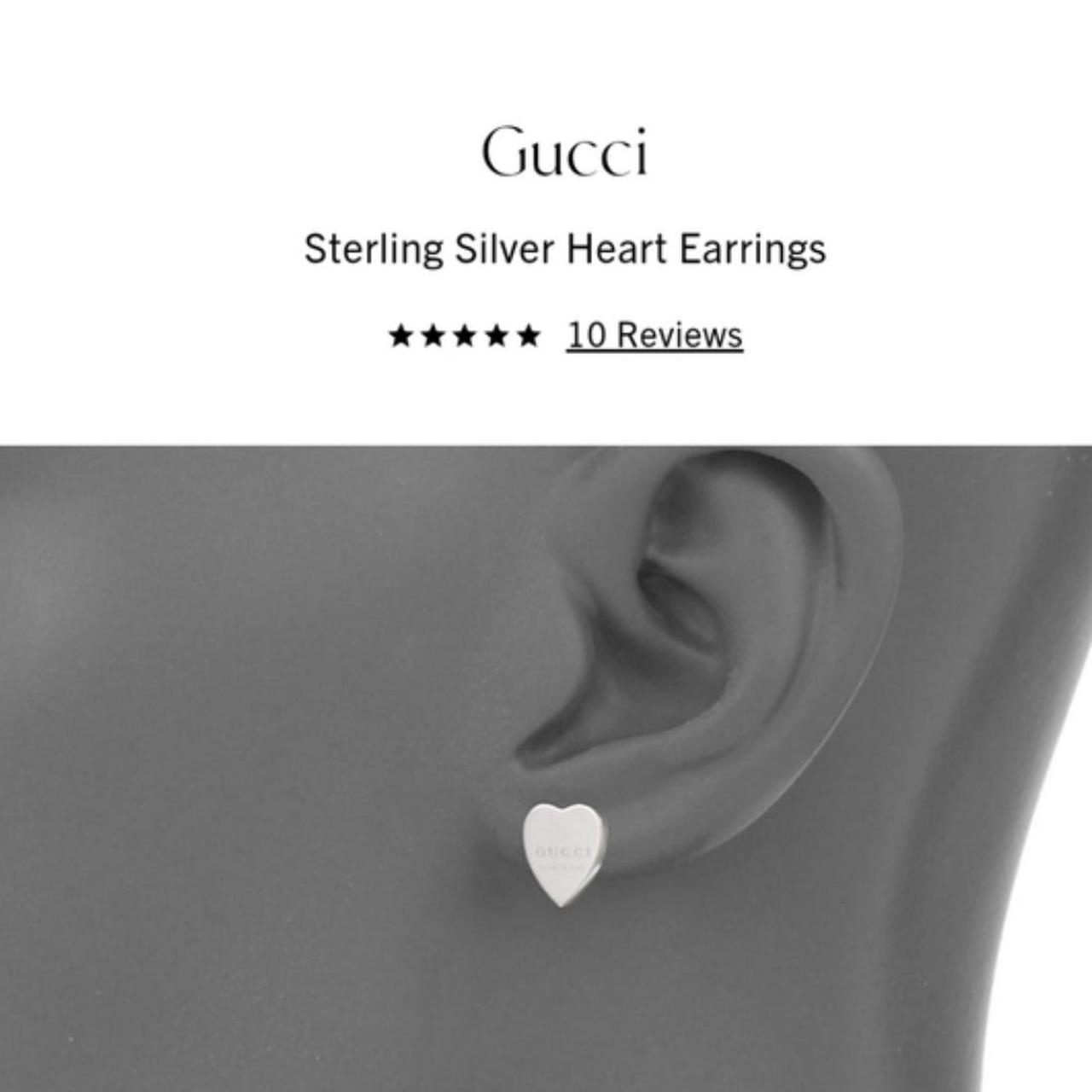 Gucci trademark heart-shaped earrings, silver and... - Depop