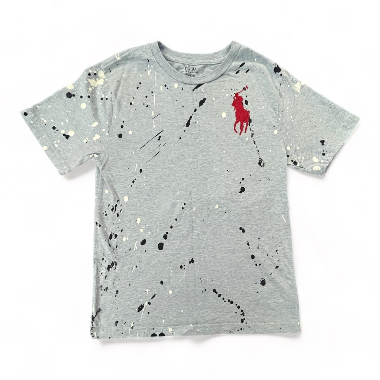 Grey Paint Splatter Polo Shirt Real Polo Grey Ish Depop   P0 