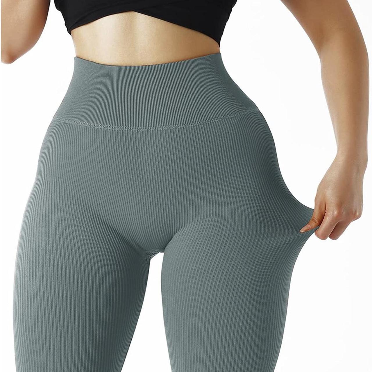 Women Ribbed Seamless Workout Gym Leggings in size - Depop