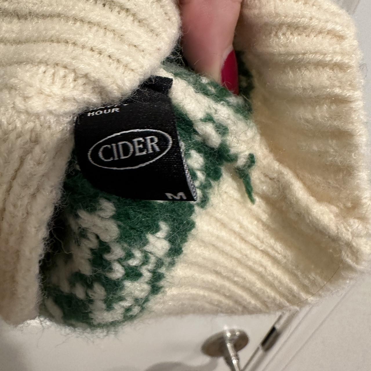 CIDER Sweater Vest. White/Green snow flake design.... Depop