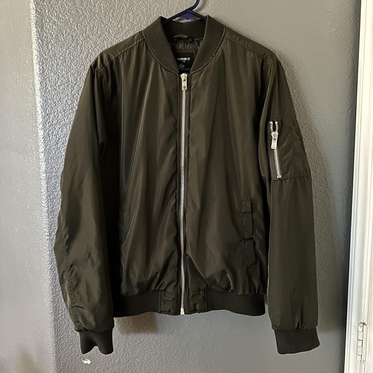 Forever 21 men’s olive green bomber jacket - Depop