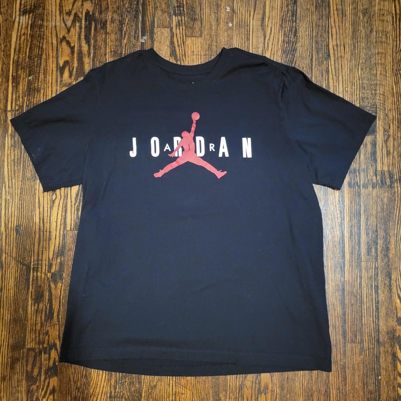 Jordan Men's Black and Red T-shirt | Depop