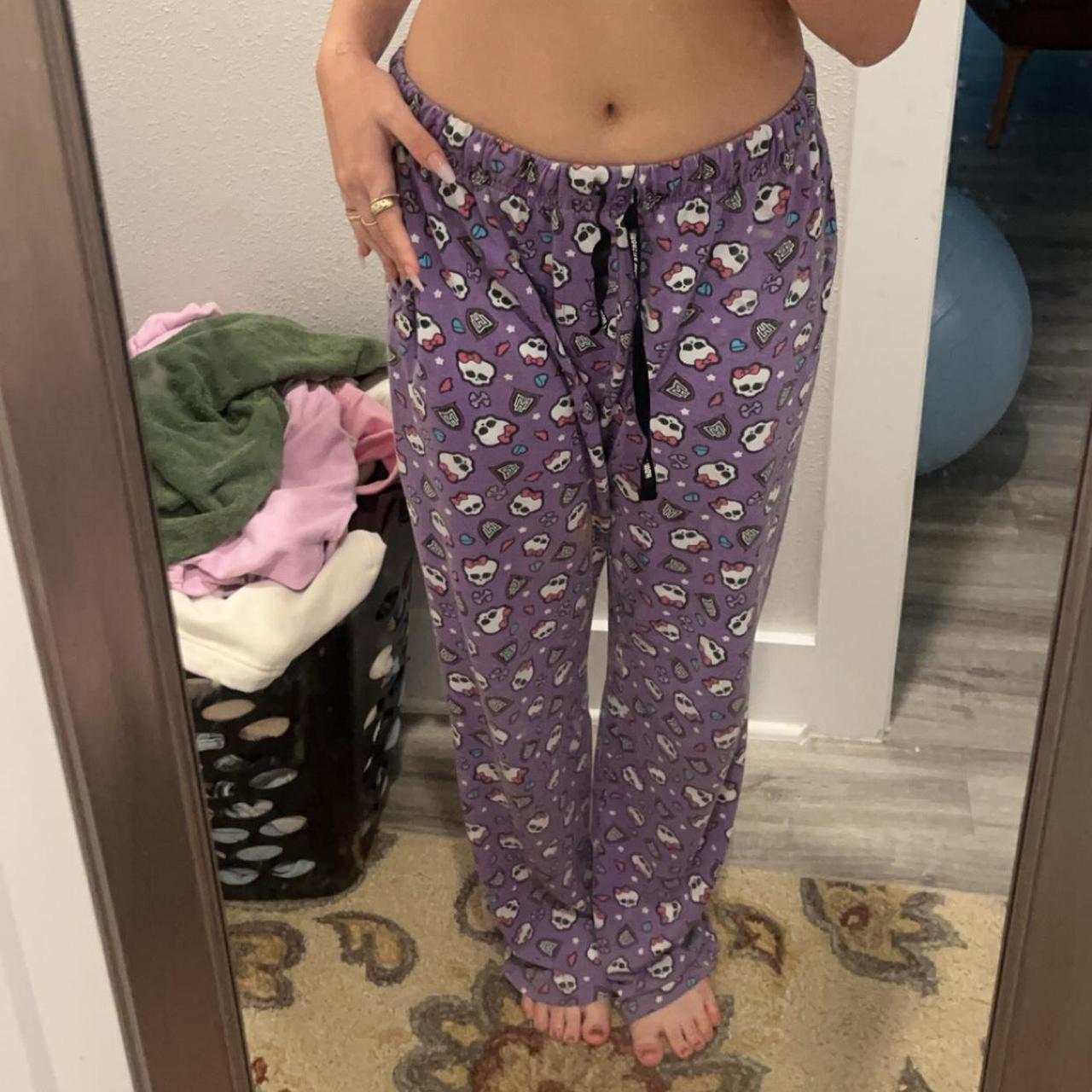 retro monster high pj pants size medium cute pattern... - Depop