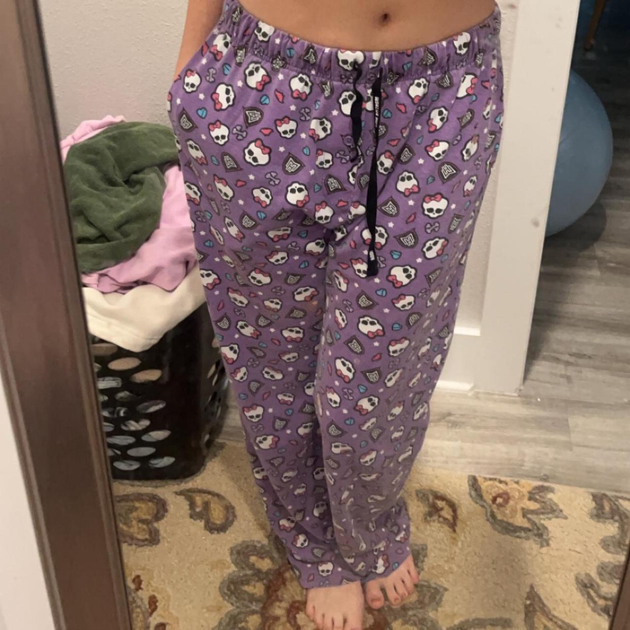 retro monster high pj pants size medium cute pattern... - Depop