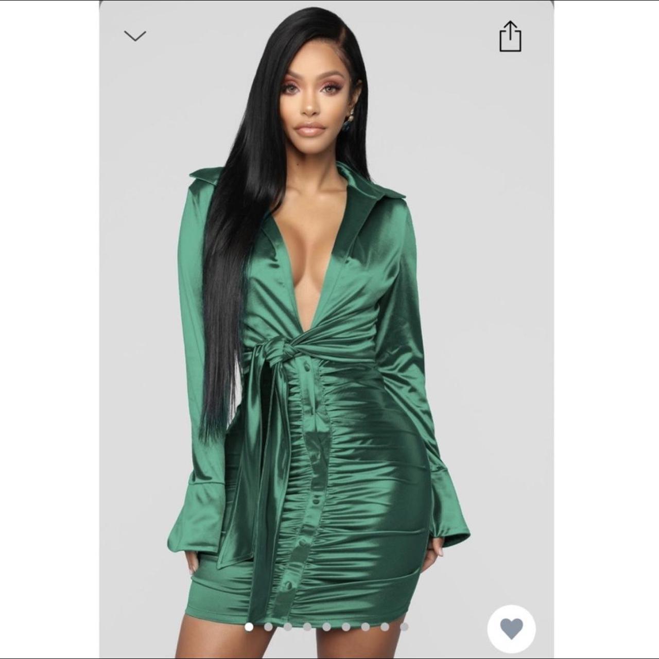 Fashion Nova Emerald Green Dress Size XS Stretch