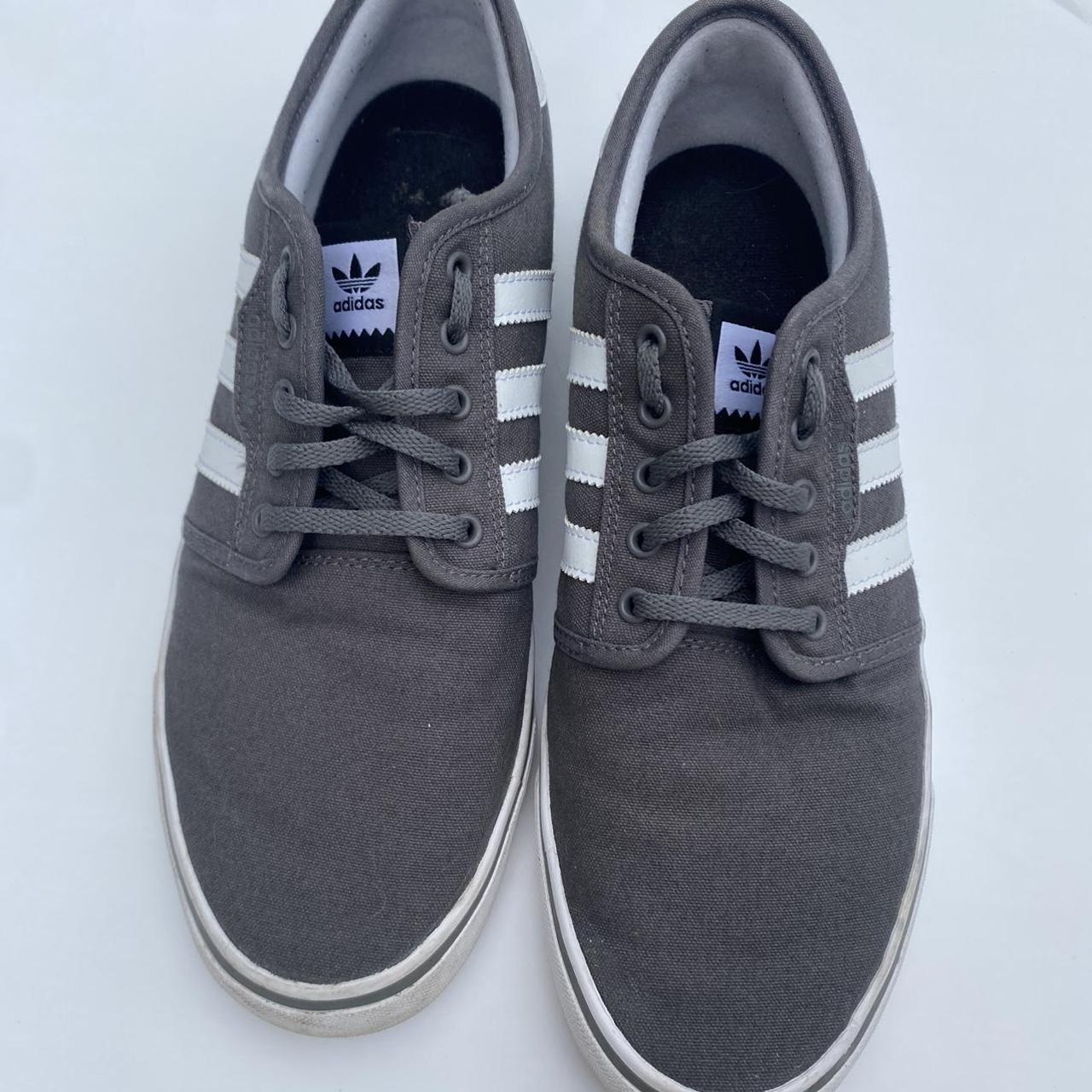 Gray Adidas Skate Shoes Pre-Owned Size... - Depop