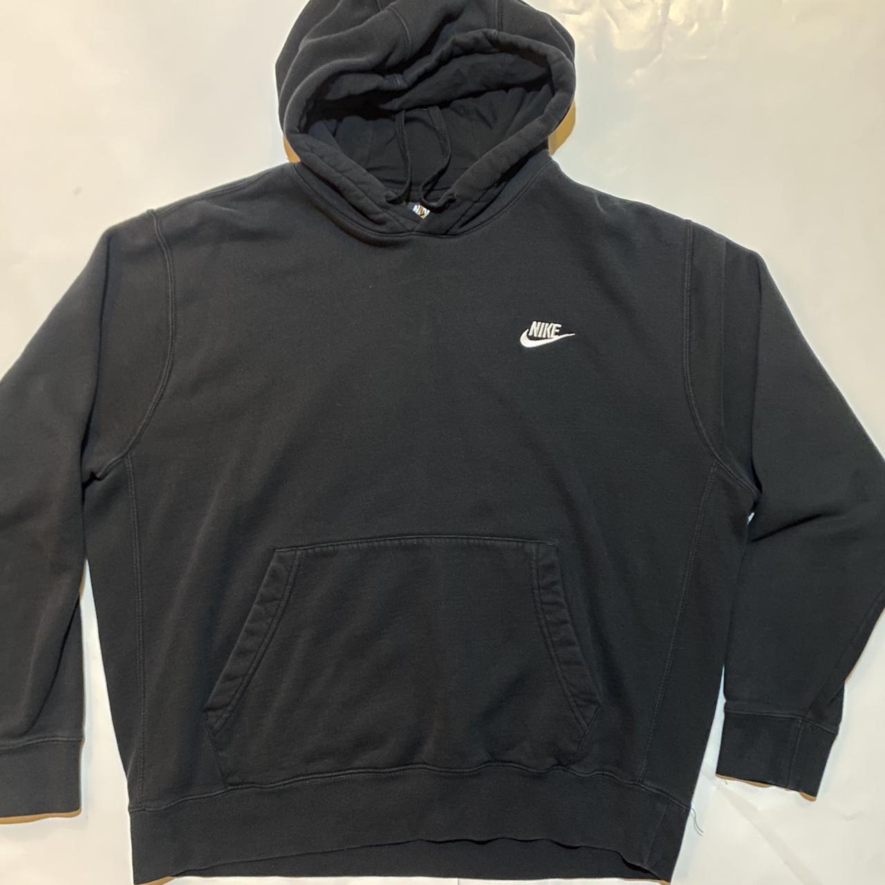 Nike Black Hoodie Black Blank Nike Hoodie Size... - Depop