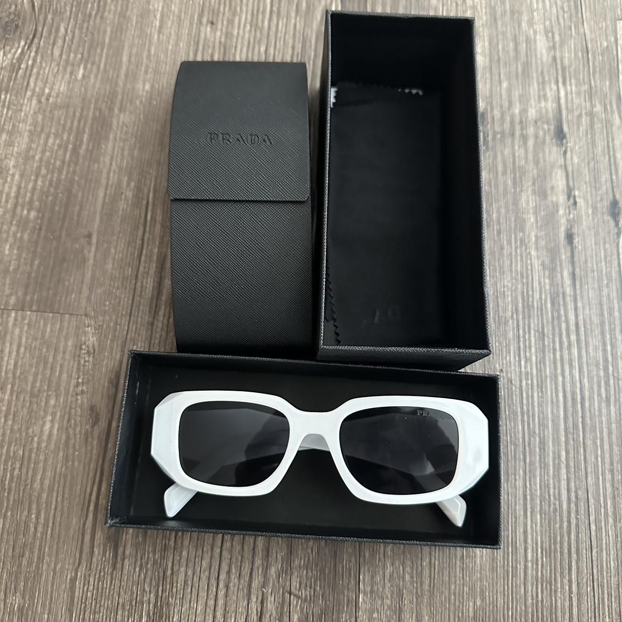 Prada Sunglasses (White) 10/10 Condtion With box and... Depop