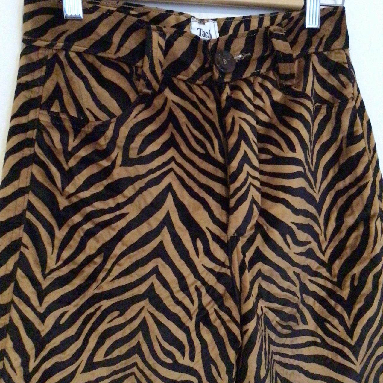Tach Velvet Tiger Print Straight Leg Pants in Sz... Depop
