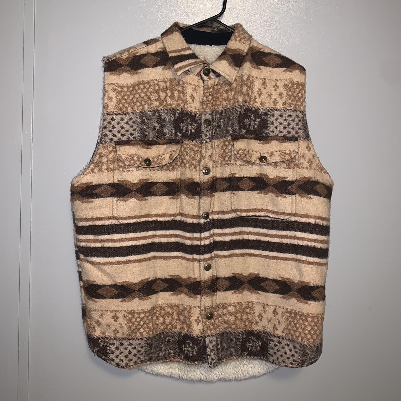 Vintage Aqualung Plaid shops Wool Fur Sweater Vest