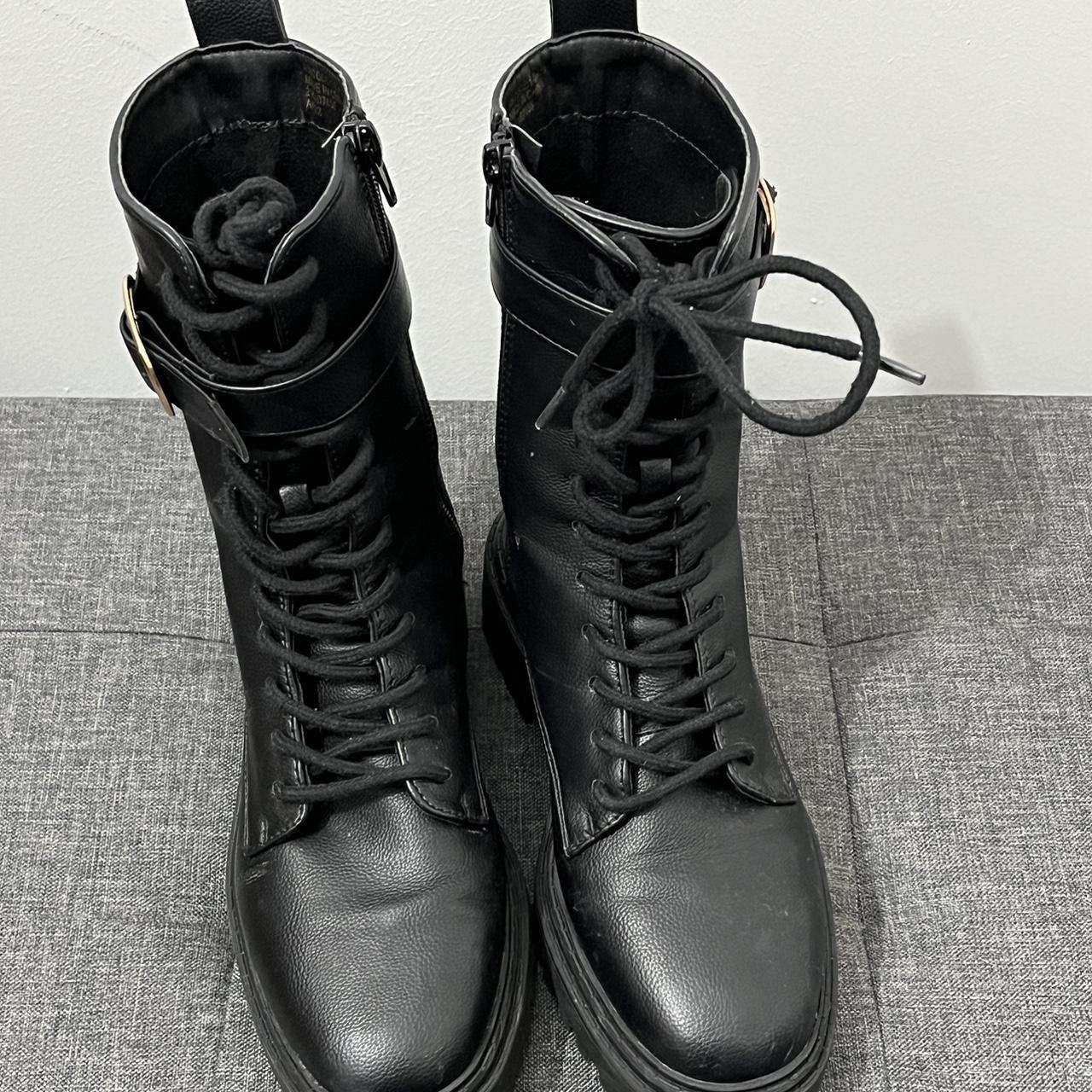 Elegant Women s Black Biker Style Boots By Primark Depop