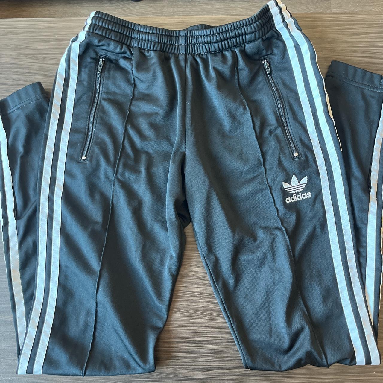 XS womens adidas joggers with zippers and adjustable... Depop
