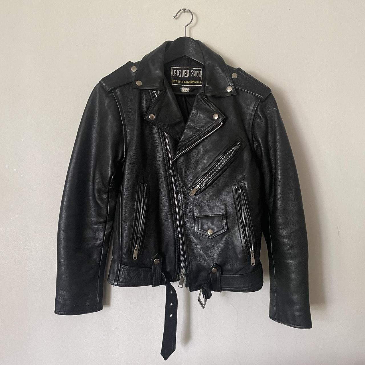 Vintage leather biker jacket in black. Really nice... - Depop