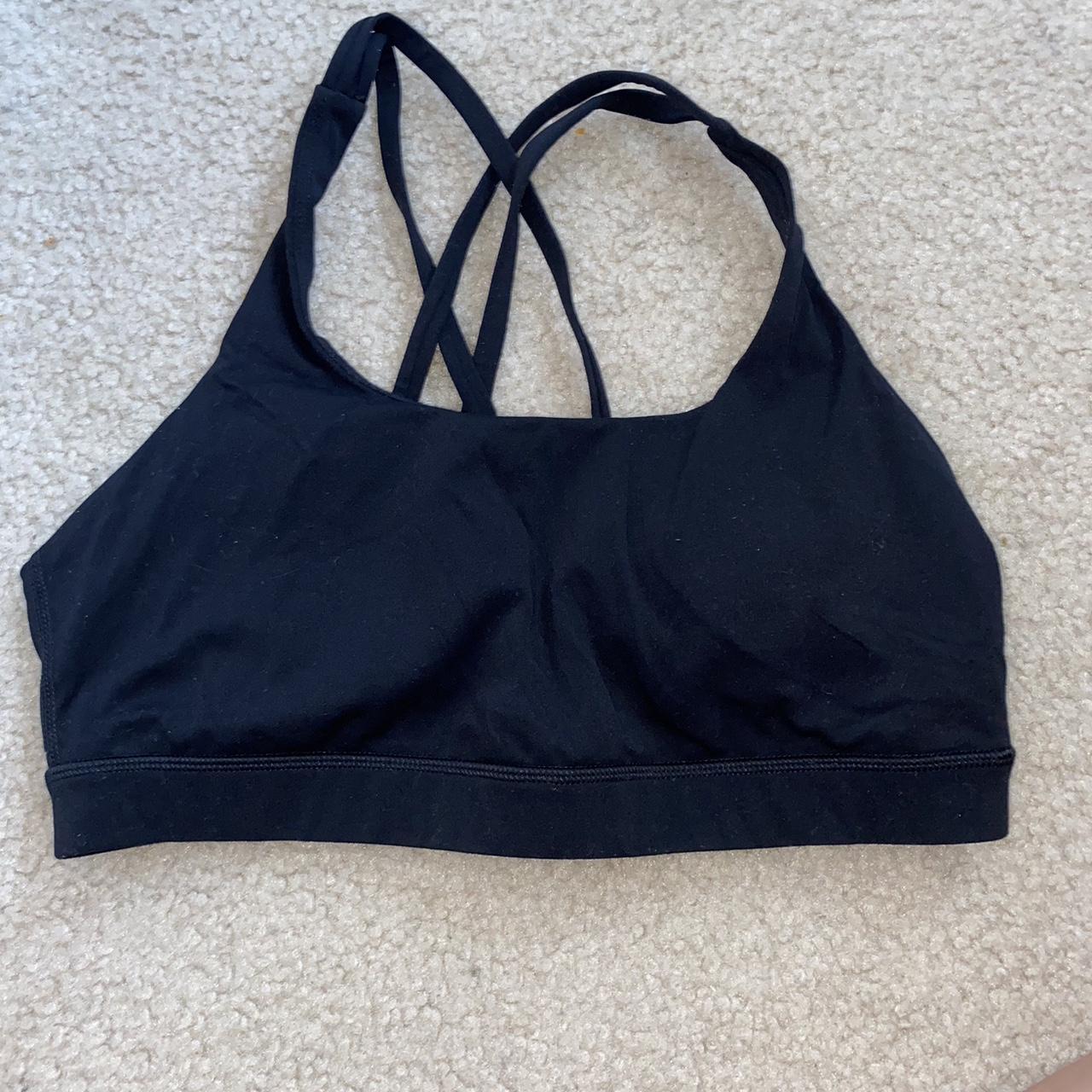 lululemon energy sports bra dhgate black logo fell... - Depop